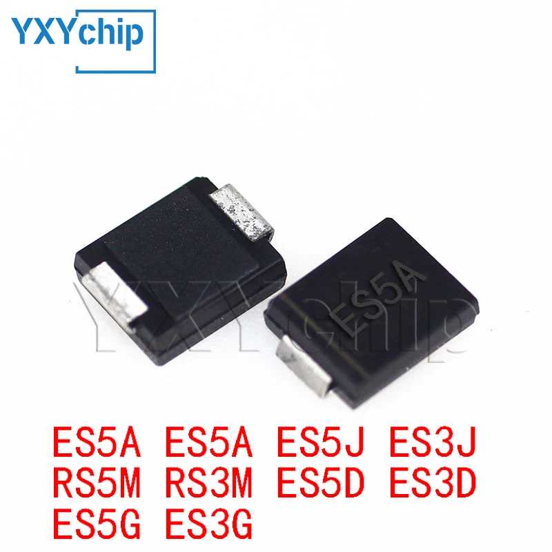 50PCS/LOT SMC DO-214AB ES5A ES5A ES5J ES3J RS5M RS3M ES5D ES3D ES5G ES3G 3A 5A 200V 400V 600V 1000V 1KV SMD Fast Recovery Diode