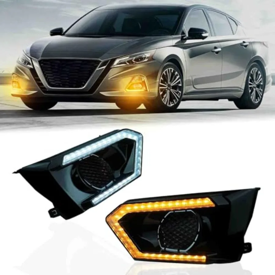 

【Spot goods】Switchback White/Amber LED Front Bumper Fog Daytime Running Lamp Flash LED Turn Signal Feature Compatible with Niss