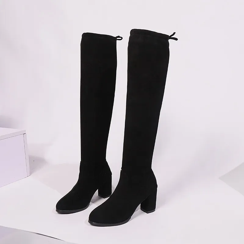 2024 Hot Sale Ladies Shoes Over-the-Knee Women's Boots Fashion Cross-tied Modern Boots Women New Plus Size Solid Shoes for Women