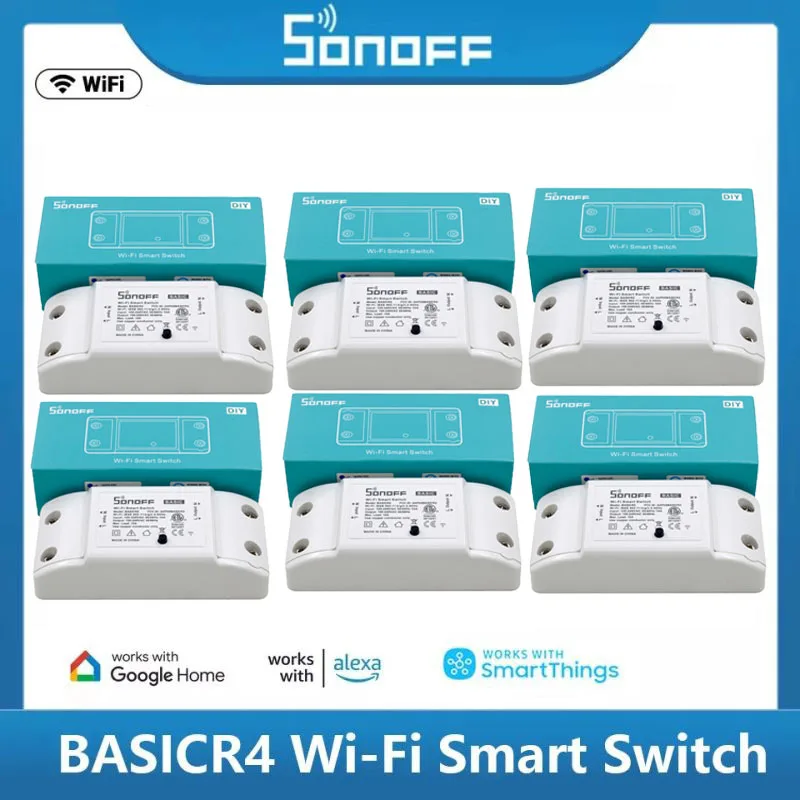 SONOFF WiFi Smart Switch BASICR4 Voice Control Switch Mode Reliable Safe EWeLink Remote Control with S-MATE2 Alexa Google