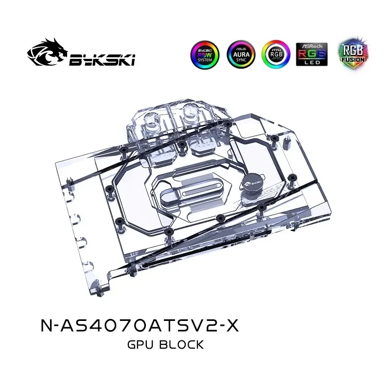 Bykski N-AS4070ATSV2-X GPU Water Block For ASUS RTX4070 O12G V2 Graphics Card Water Cooler, Mobo 5V 3Pin ARGB SYNC