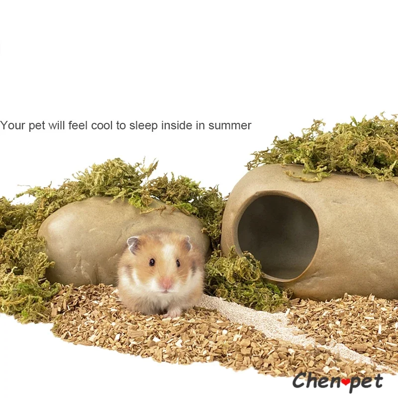 Hamster Cooling Stone House for Summer Small Pet Shelter House Sleeping Cave for Guinea Pig Chinchillas Ceramics Rat Cage