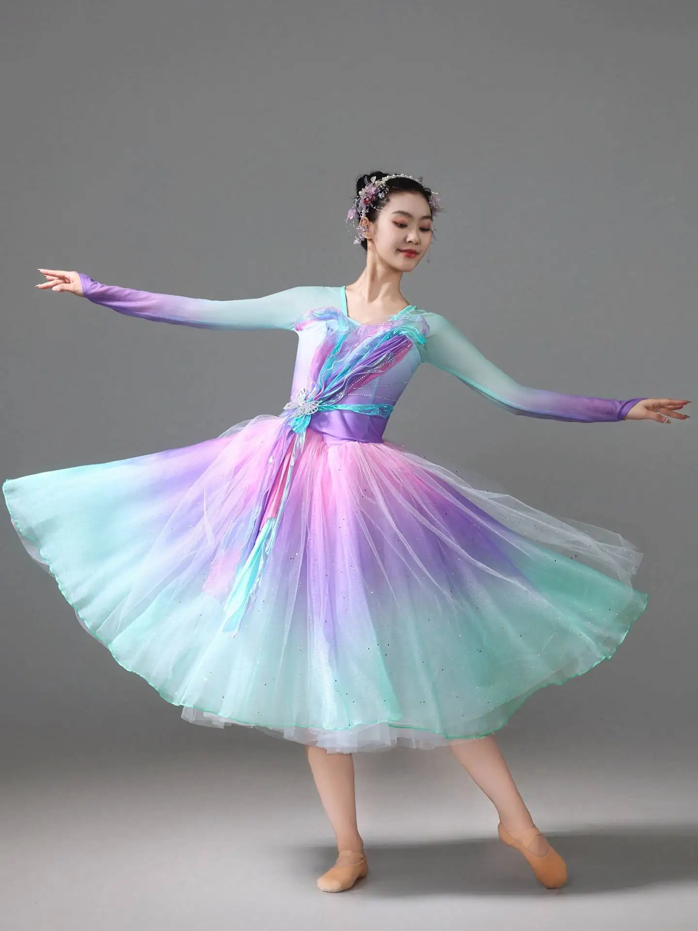 Azul púrpura color degradado mujeres adultas tutú profesional La Esmeralda vestido de Ballet niñas niños traje de fiesta de bailarina
