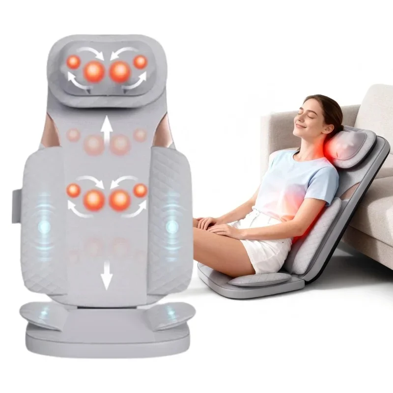 Vibrating Electric Cervical Neck Back Body Cushion Massage Chair Muscle Stimulator Heated Remote Control Pad Fatigue Relife Gift