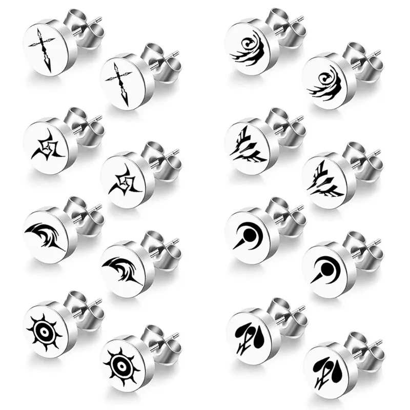 ‌Rin Tohsaka ‌Sakura Matou ‌Shirou Emiya Popular Anime 2D Peripheral Stainless Steel Cool Character Summoning Logo Earrings