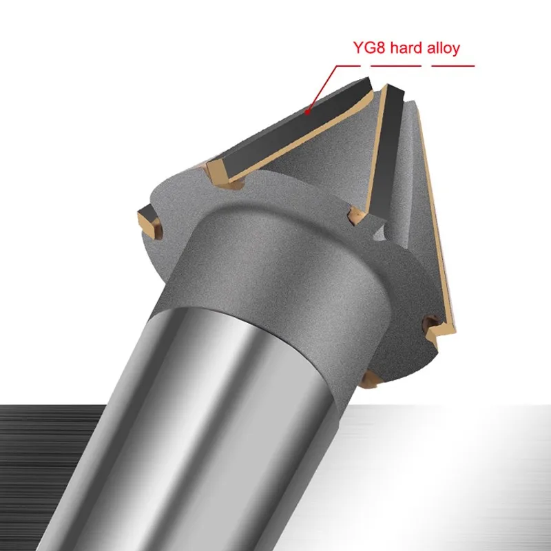 ROMTIC YG8 Inlaid Alloy Chamfer Cutter 90/60 Degree Welding Edge Spot Facer Taper Shank Tungsten Steel Chamfering End Mill Tools