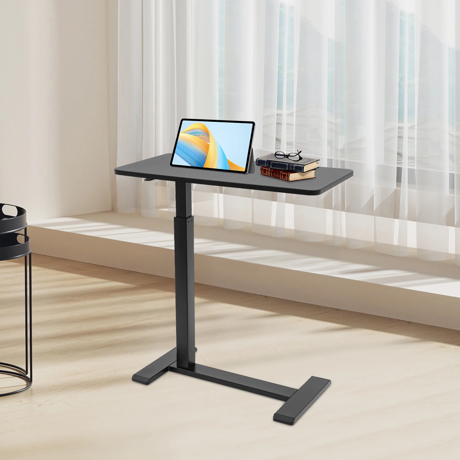 

Adjustable Overbed Bedside Table, Pneumatic Mobile Standing Desk Laptop Desk, Movable Overbed Table Hospital Home Use