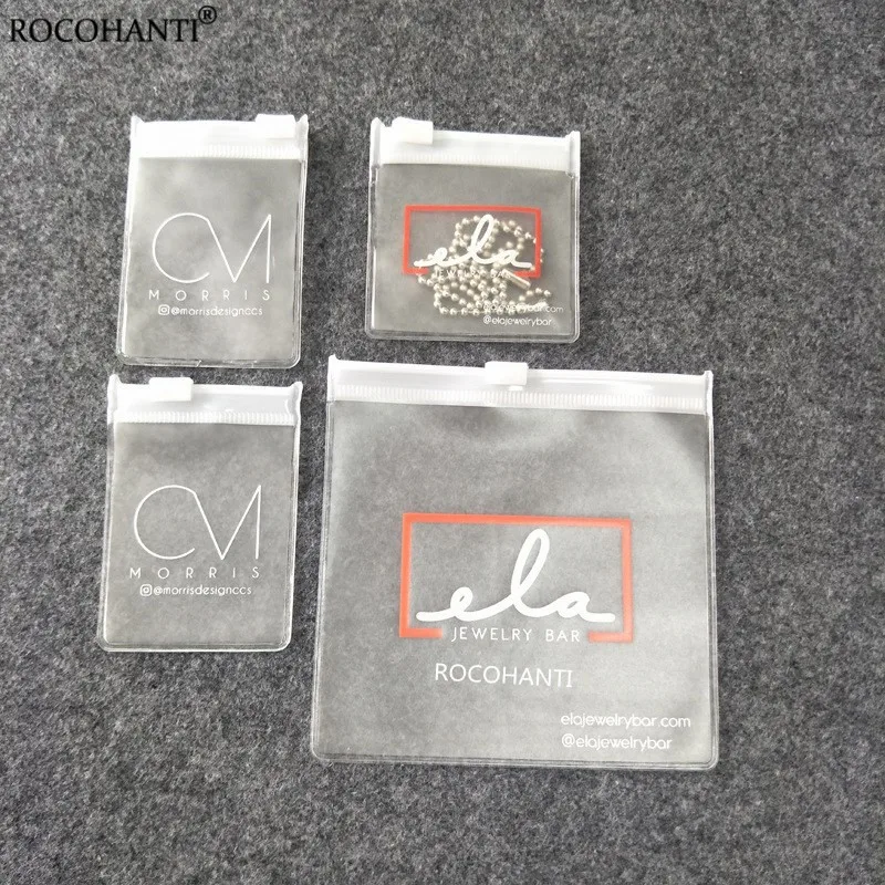 

100pcs Custom Logo Earring Necklace Packaging Zipper Bag Clear Pvc Jewelry Cosmetic Ziplock Bag