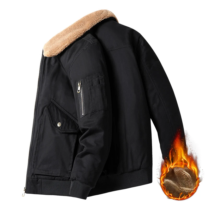 Winter Herren Baumwoll jacke 2024 neue Plüsch und verdickte Multi-Bag-Isolier mantel lässig Business Revers lose Größe Baumwoll jacke