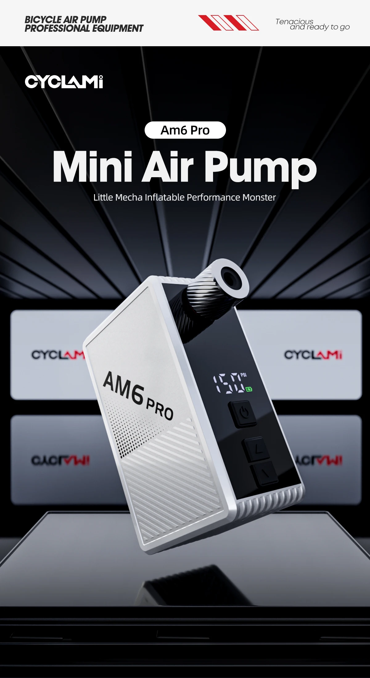 CYCLAMI AM6 PRO Reifenfüller 150PSI Elektrische Digitale Tragbare Luftpumpe Kompressor Wiederaufladbar für Schrader- und Presta-Ventile – Detail 1