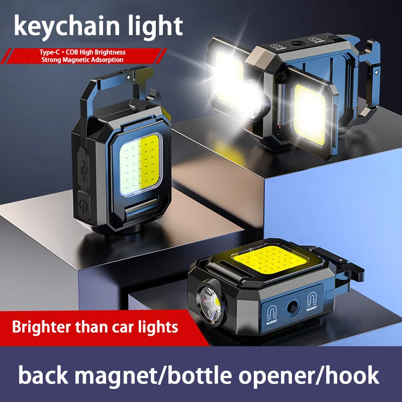 

XPE Pocket Work Light 1000LM COB Светодиодный мини-брелок USB Перезаряжаемый фонарик IPX4 Водонепроницаемый для кемпинга на открытом воздухе Пешие прогулки