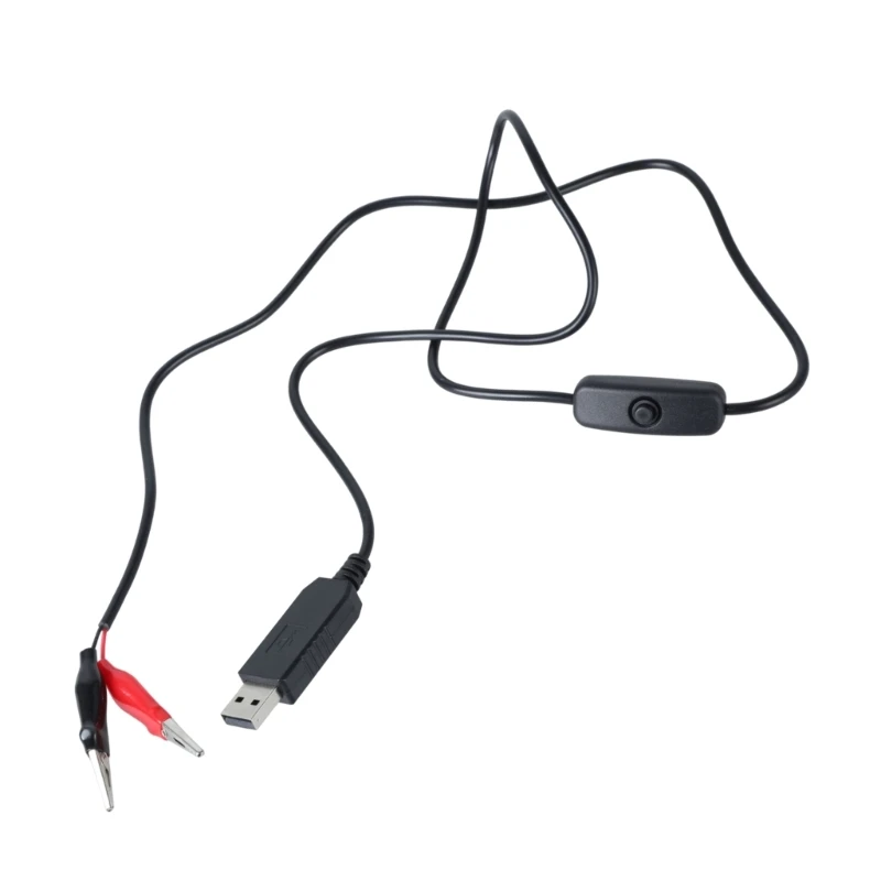 100cm teste de jacaré cilp para usb macho conector adaptador crocodilo teste braçadeira clipe cabo de alimentação com interruptor liga-desliga 5/9/12v