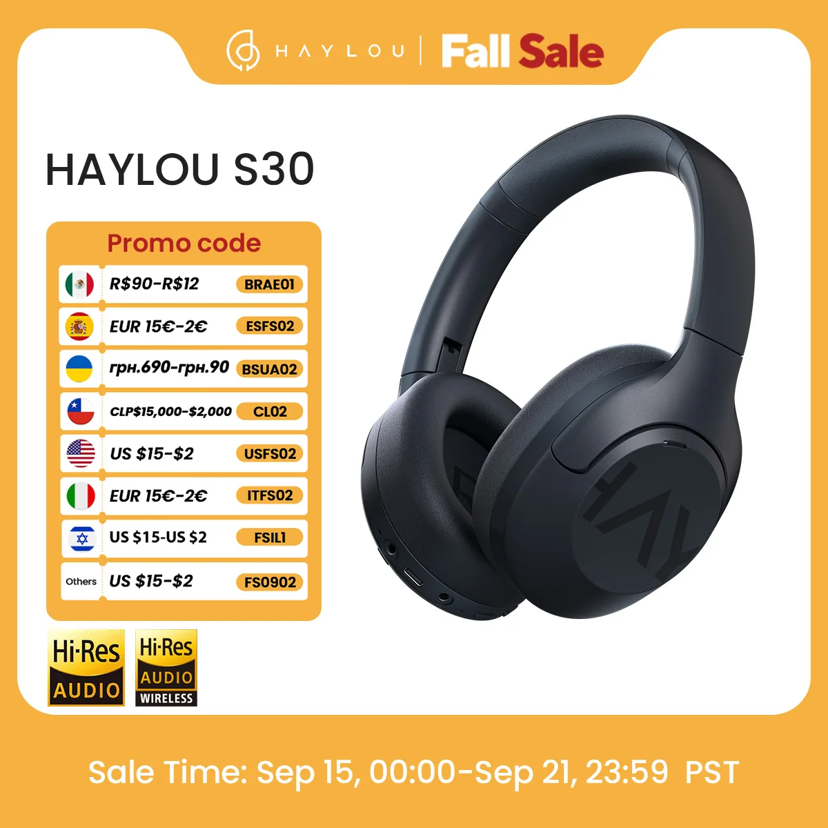 

HAYLOU S30 Беспроводные наушники Bluetooth 5,4 43 дБ Адаптивные гарнитуры с шумоподавлением 40 мм Драйвер 80 часов Наушники для воспроизведения