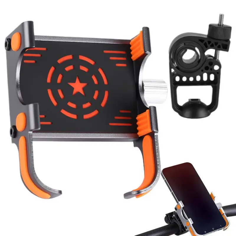 

Motorcycle Phone Stand Handlebar Clamp Phone Mount Secure High-Speed Lock Adjustable Smartphone Cradle 360 Rotation For Cycling