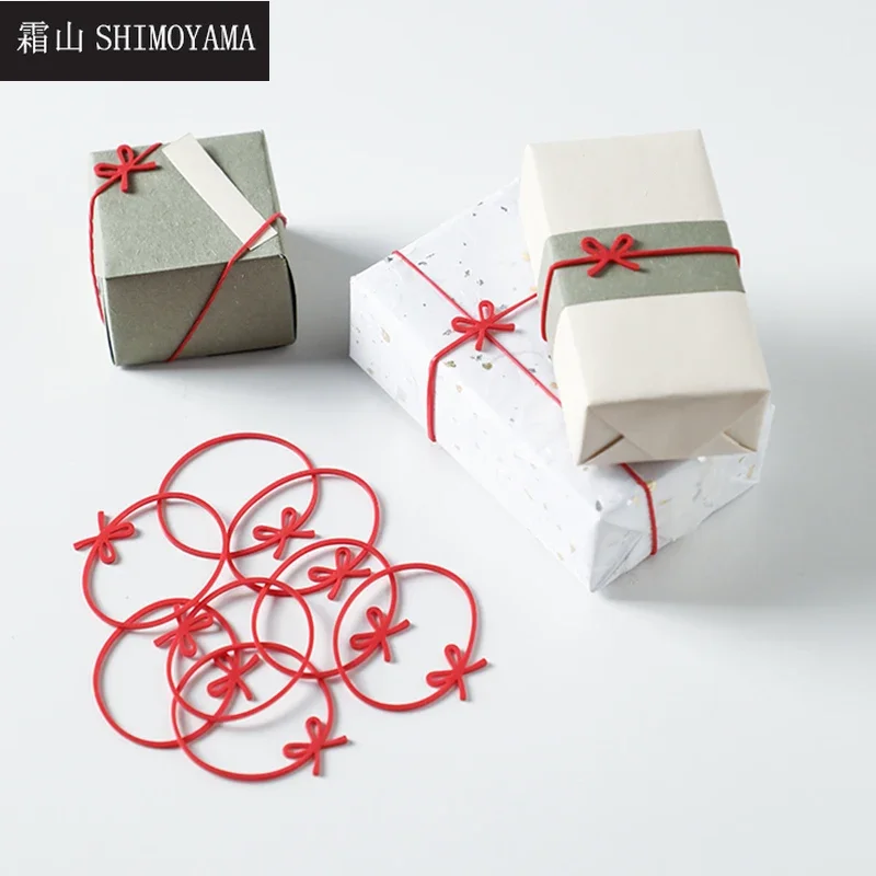 SHIMOYAMA 10pcs Red Ribbon Bowknot Wrapping Band Party Gifts DIY Decoration Bow Gift Box Packaging Ribbons Straps Rubber Band