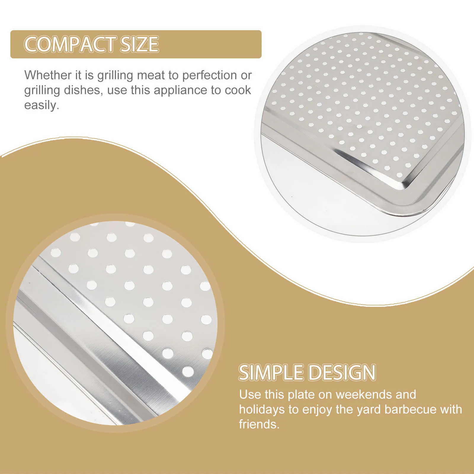 

Stainless Steel Bbq Grill Tray Portable Grilling Plate For Outdoor Barbecue Camping Fish Meat Cooking Lightweight Wear