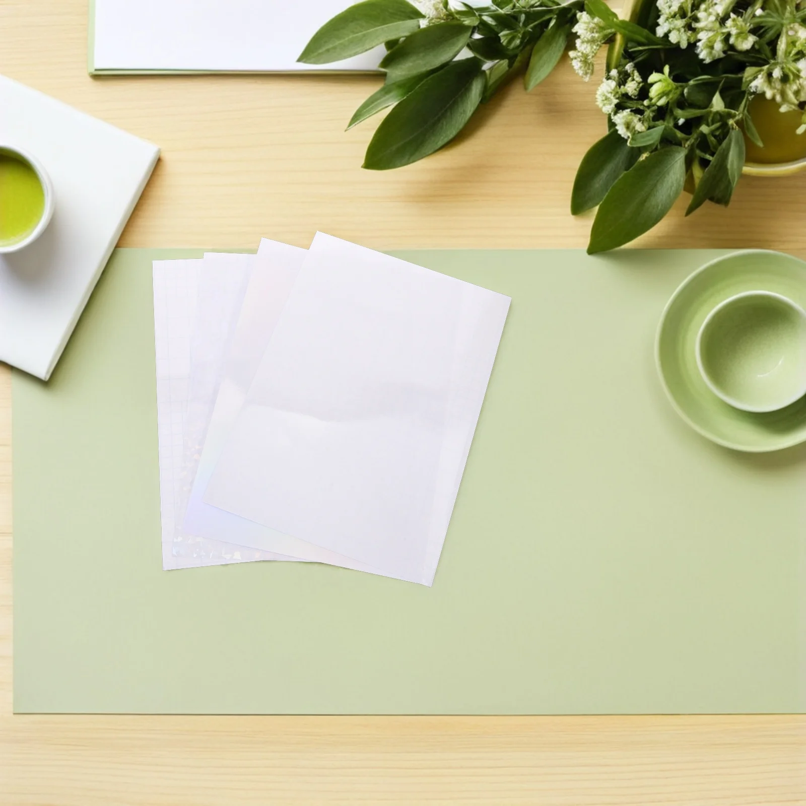 

40 Sheets Full Holographic Self Adhesive Laminate Sheets Iridescent Vinyl Film for DIY Crafts Personalizing and Gift Wrapping