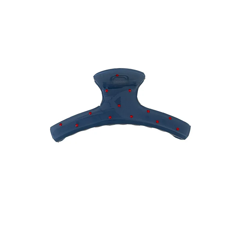 

Misty blue, red polka dot, French style, high-end, niche design, sweet, back of the head, coiled hair, shark clip hair accessory