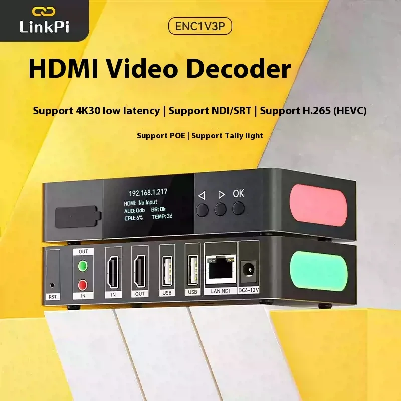 [ENC1V3P] POE HDMI Encoder with Tally | NDI Decoder 1080P | SRT/RTMP H.265 Streaming