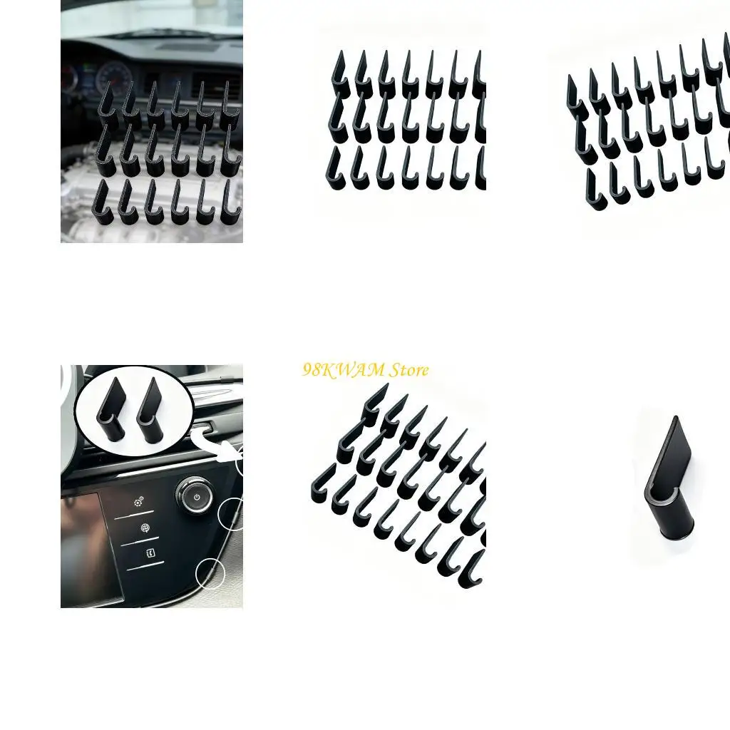 Navigation Cable Clips 24 Count Black PET Dashboard Wire Set for Car Use, Clip-In Pieces for Power Cable Placement in 68UF