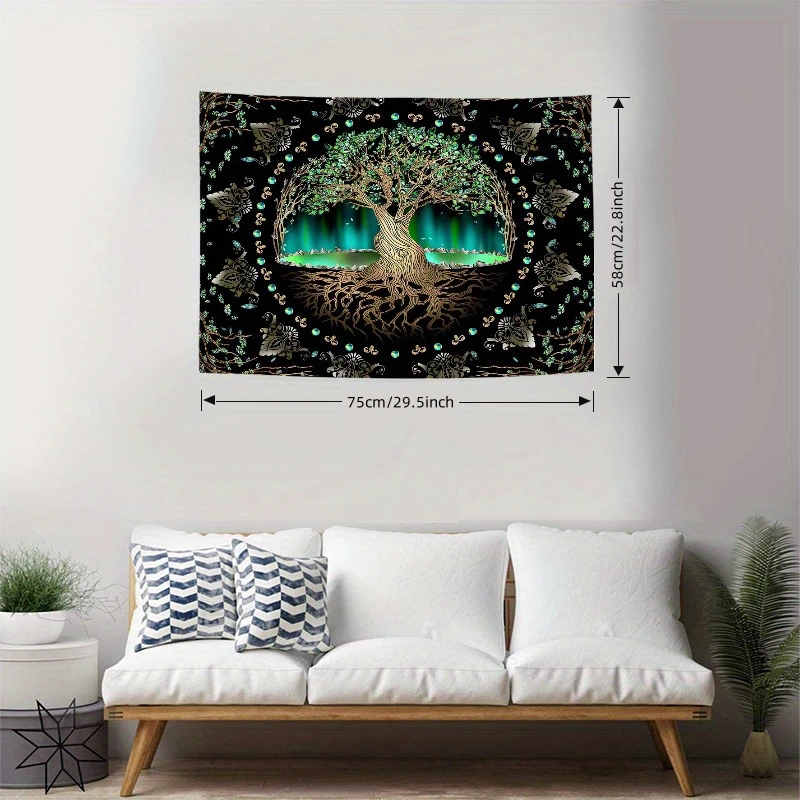 1pc Tree of Life Tapestry for Bedroom, Green Tapestry Wall Hanging, Wall Tapestries Bedroom and office decoration