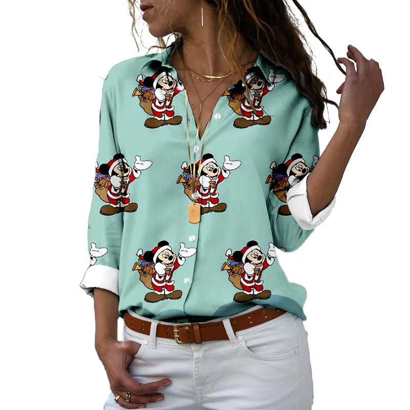 Camiseta de dibujos animados de Disney y Mickey y Minnie para otoño, Top informal con estampado 3D, estilo Harajuku, Carnaval, Navidad, 2022