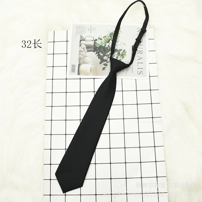 Corbata de seguridad con Clip Simple para hombres y mujeres, traje de camisa de uniforme, corbatas de Steward mate, corbatas de cuello perezoso funerario, negro, Unisex