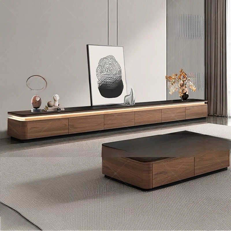 

panel TV cabinet coffee table combination small apartment living room modern simple atmosphere lamp floor cabinet locker