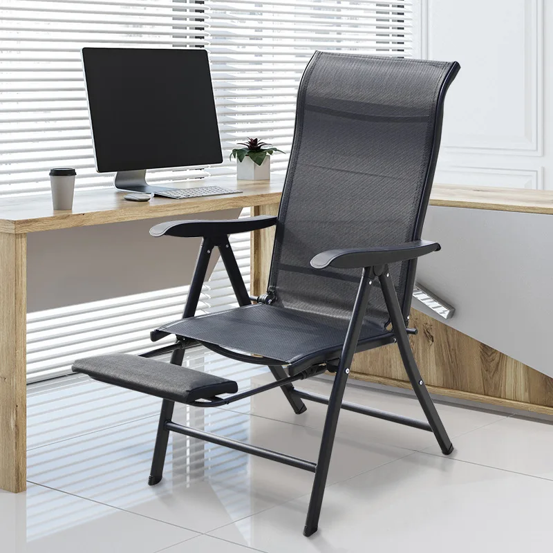 Silla plegable de Metal para exteriores, sillón portátil de una sola espalda para oficina, almuerzo, sin instalación, reclinable