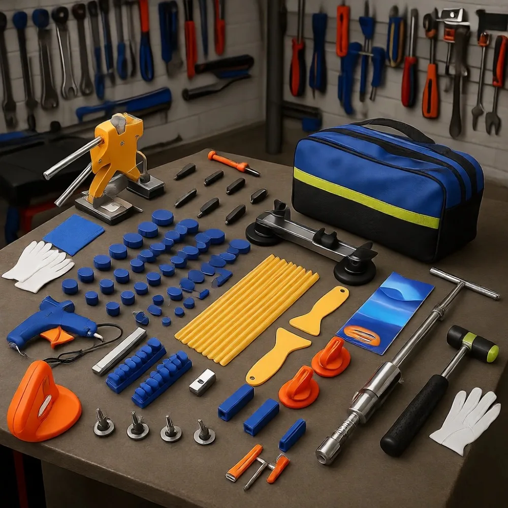 

Paintless Dent Removal Kit with Golden Lifter T-bar Bridge Puller for SUV RV Truck