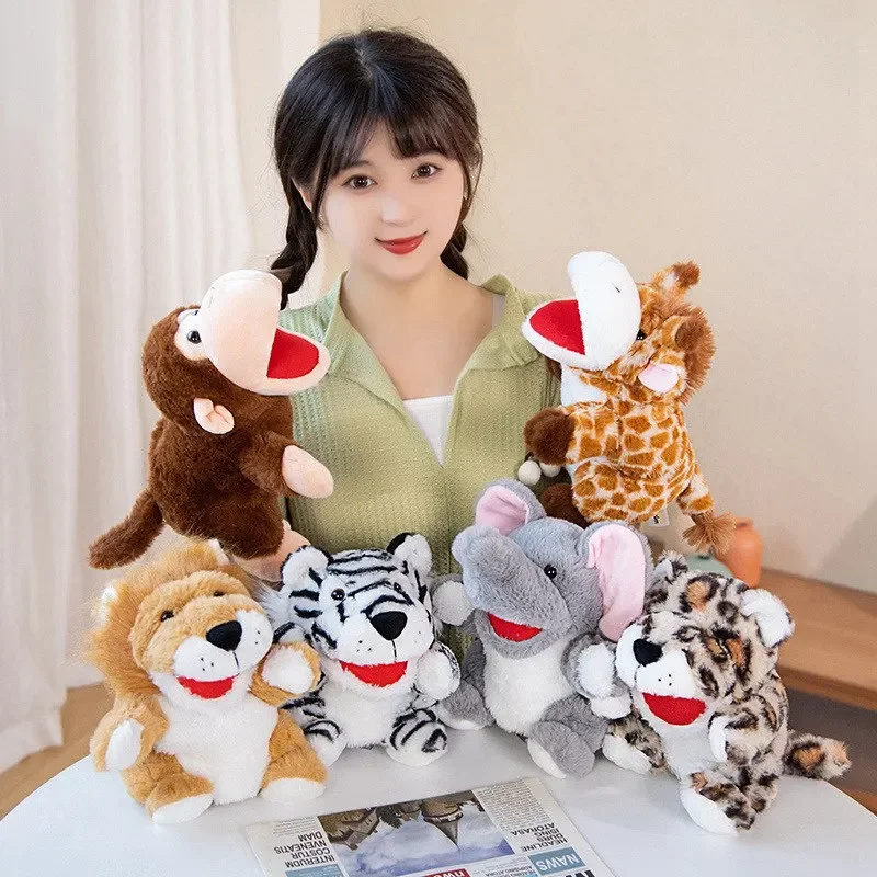 Hot Stuffed Plush Animals Toys Hand Finger Story Puppet Kawaii Dolls Educational Baby Duck Lamb Cow Dog Horse Children Gift