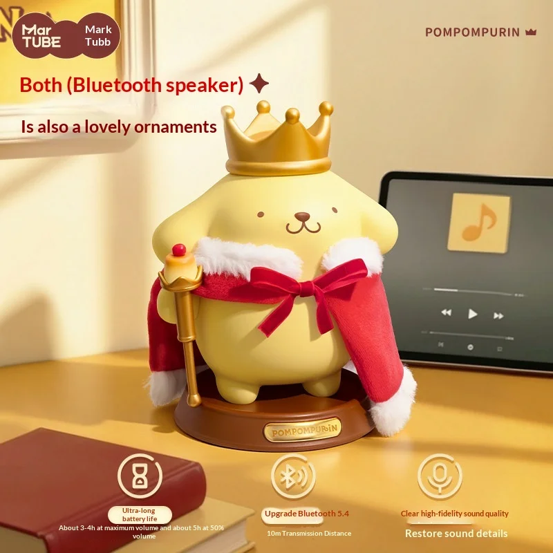 Martube 2026 New Pom Pom Purin King Series Bluetooth Speaker Figurines Cute Pompompurin Audio Toy Desktop Ornament Birthday Gift view 3