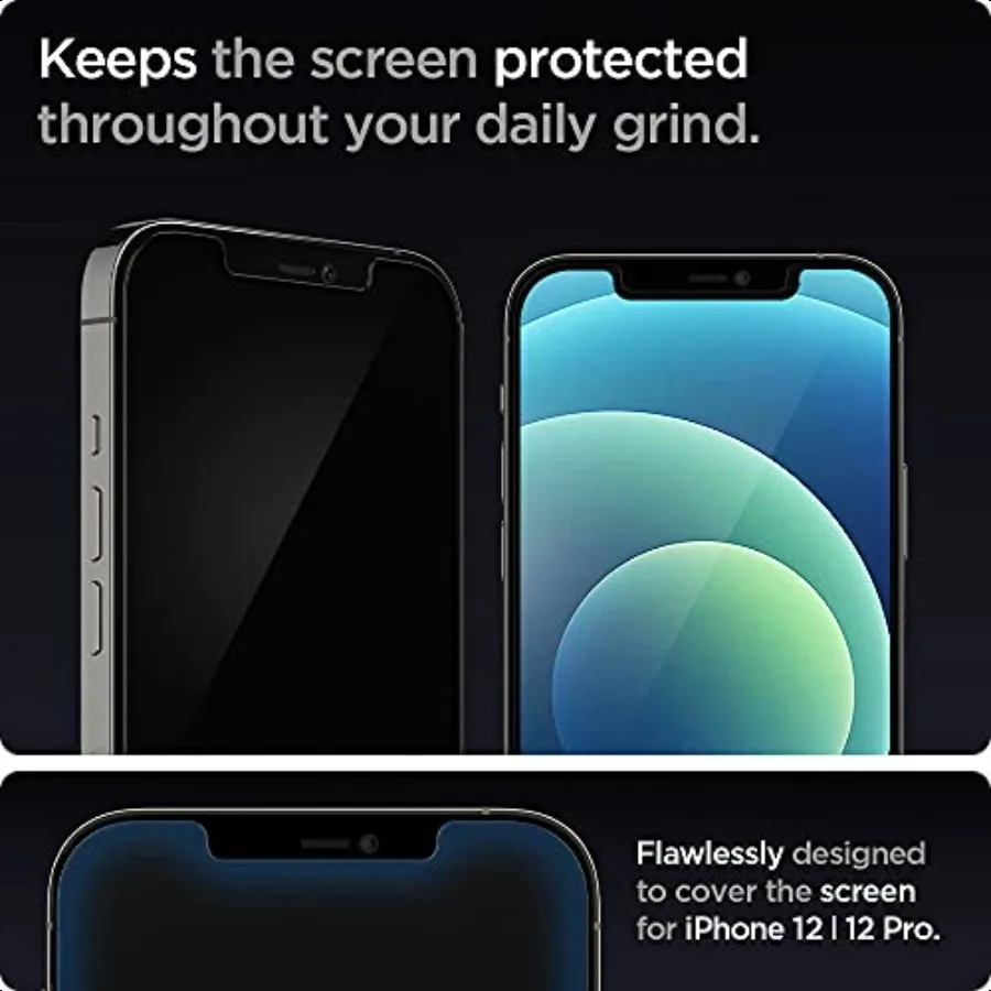 واقي شاشة من الزجاج المقوى [GlasTR EZ FIT] مصمم لهاتف iPhone 12 2020 iPhone 12 Pro (2020) [صديق للكيس] عبوتان