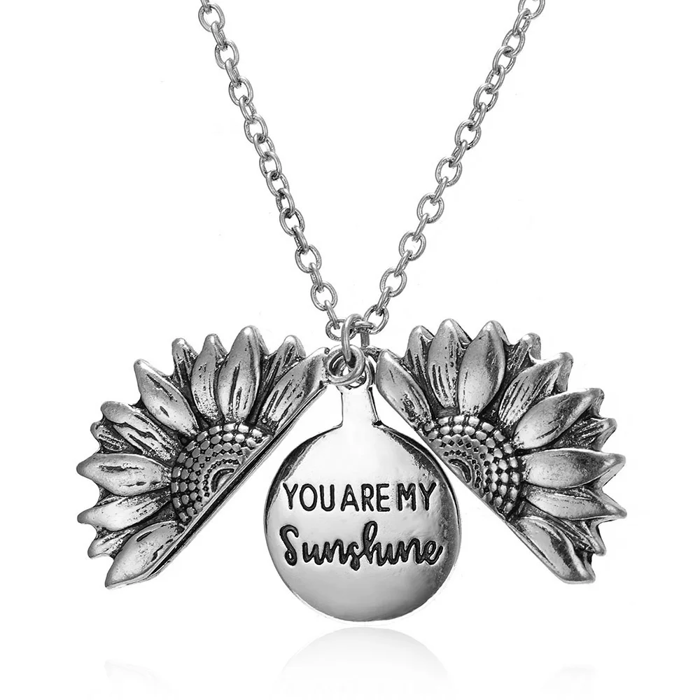 You Are My Sunshine Sunflower Necklaces Pendant for Women Gold Color Daisy Choker Necklaces Charm Jewelry