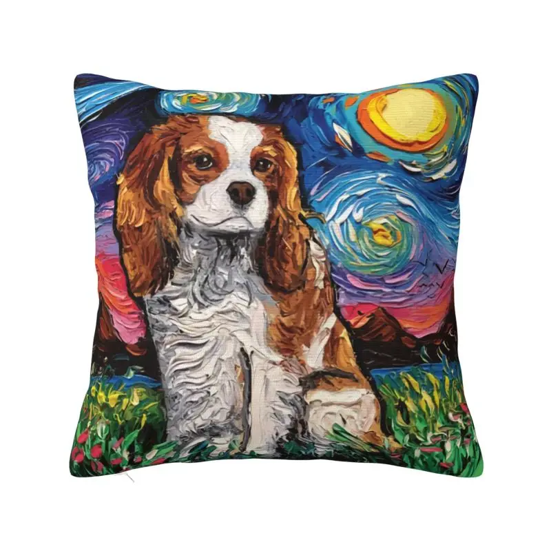 

Cavalier King Charles Spaniel Pet Portraits Art Modern Throw Pillow Cover Home Decor Dog Cushion