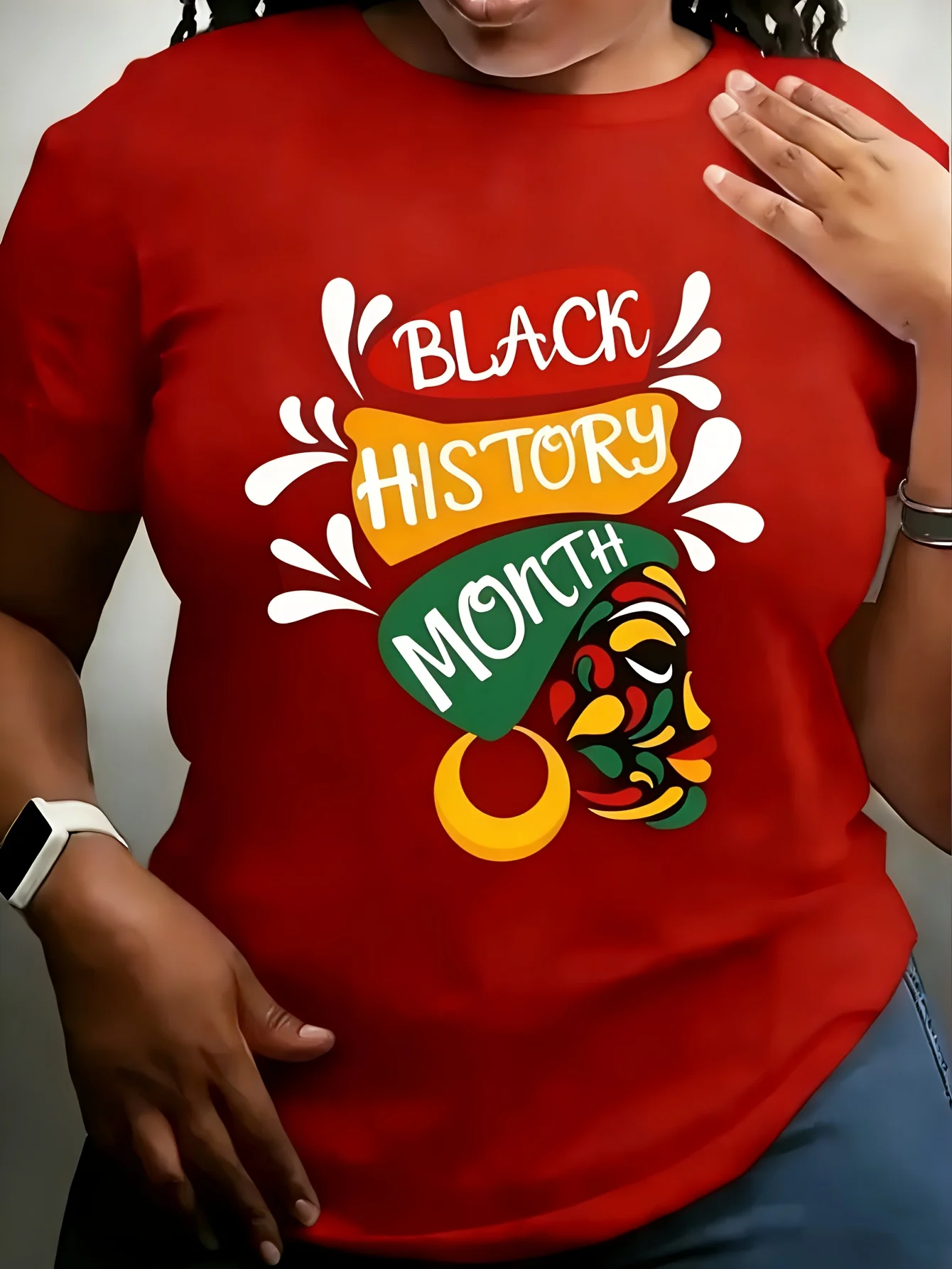 Women'S Black History Month T-Shirt | African Inspired Pan-African Colors (Red/Yellow/Green) with African Map and Rasta Symbols Print - Short Sleeve Crew Neck Casual Top, Showcasing Cultural Pride and Traditional Activities - Wearable All Year Round