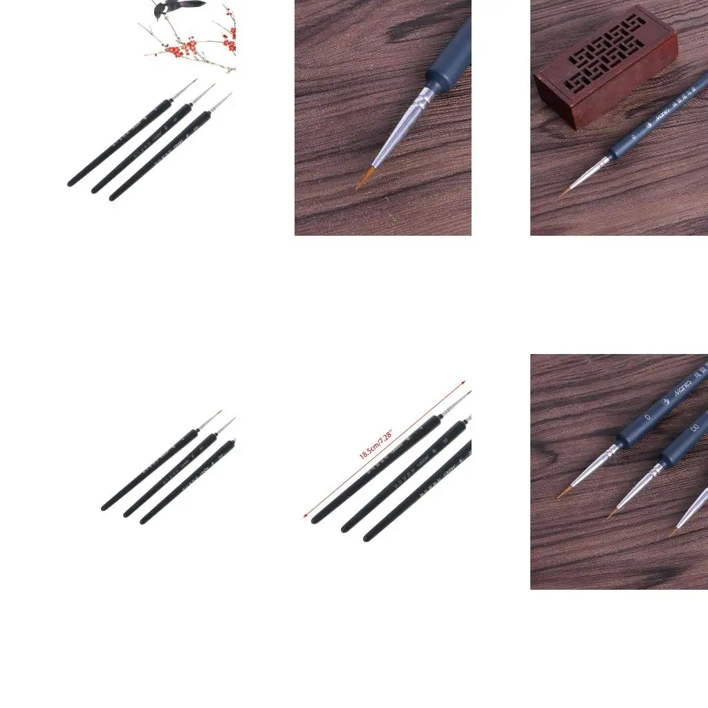 

Набор кистей для рисования с волчьим волосом из 3 штук с эргономичной ручкой, удобная кисть для холста, миниатюрные модели,