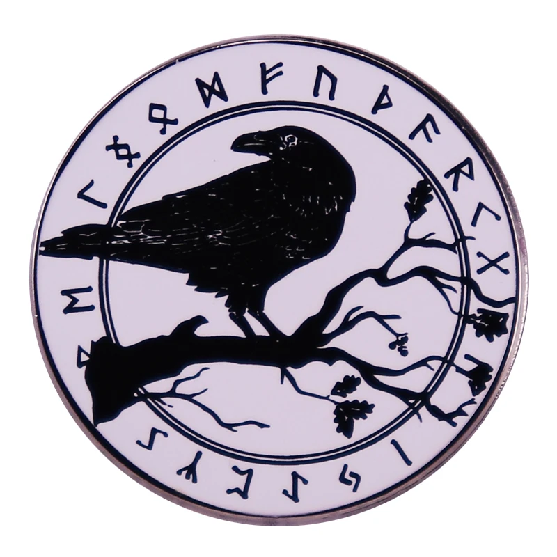 Raven of Odin Norse Runes Enamel Pin Viking Brooch Badge Backpack Decoration Jewelry