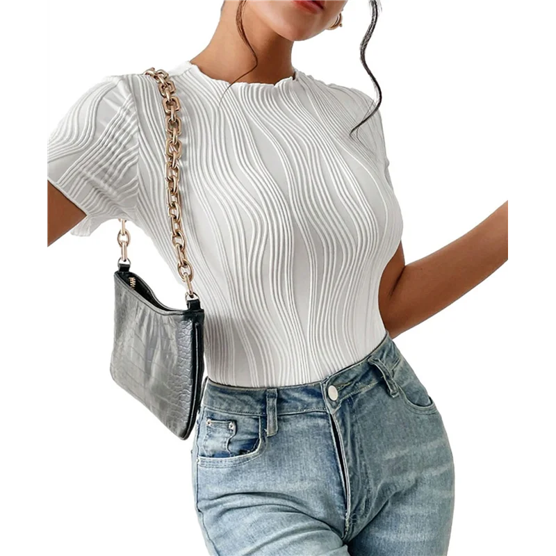 

CYL-боди для женщин, боди с круглым вырезом и короткими рукавами, наряды на выход, летние трико, топы, комбинезоны