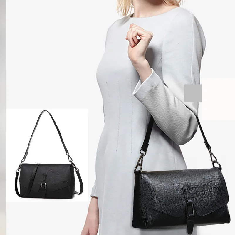 Atmospheric Classic Shoulder Bag Genuine Leather Bag Large Capacity Soft Cowhide Underarm Single Shoulder Crossbody Bag,