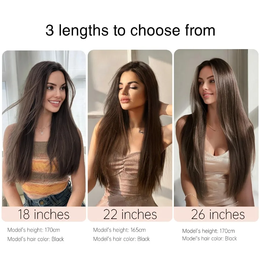 Hair Extensions Clip Ins 26 Inch Long Synthetic Straight Invisible Extension 5PCS Soft and Natural Fake Cheap Clips on Hairpiec