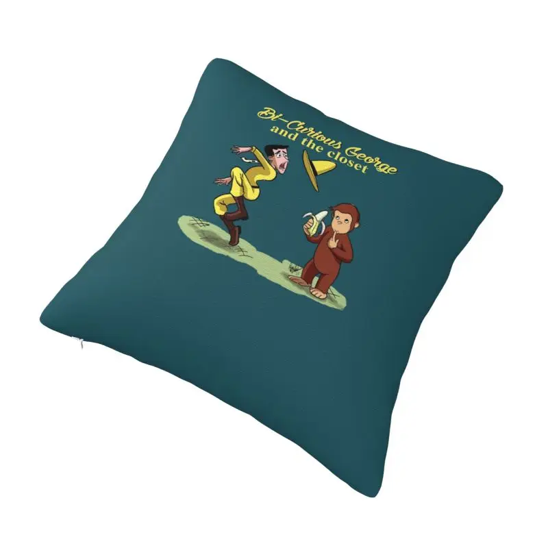 Custom Curious George Cartoon Monkey Pillow Case 45x45cm Chair Cushion Cover Square Pillowcase