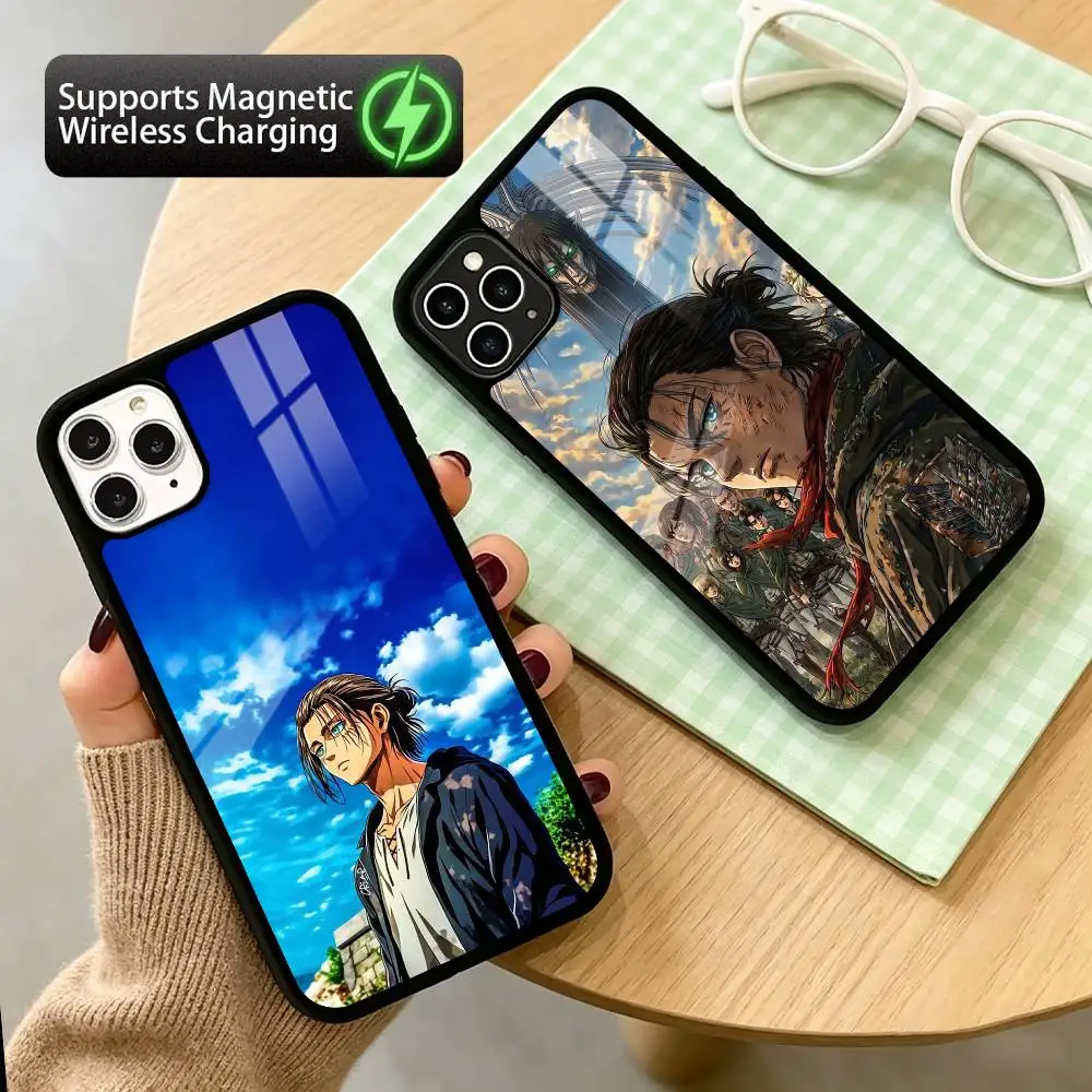 A-Anime A-AOT E-Eren Yeager  Phone Case For iPhone17,16,15,14,13Plus,Pro Compatible with magnetic wireless charging