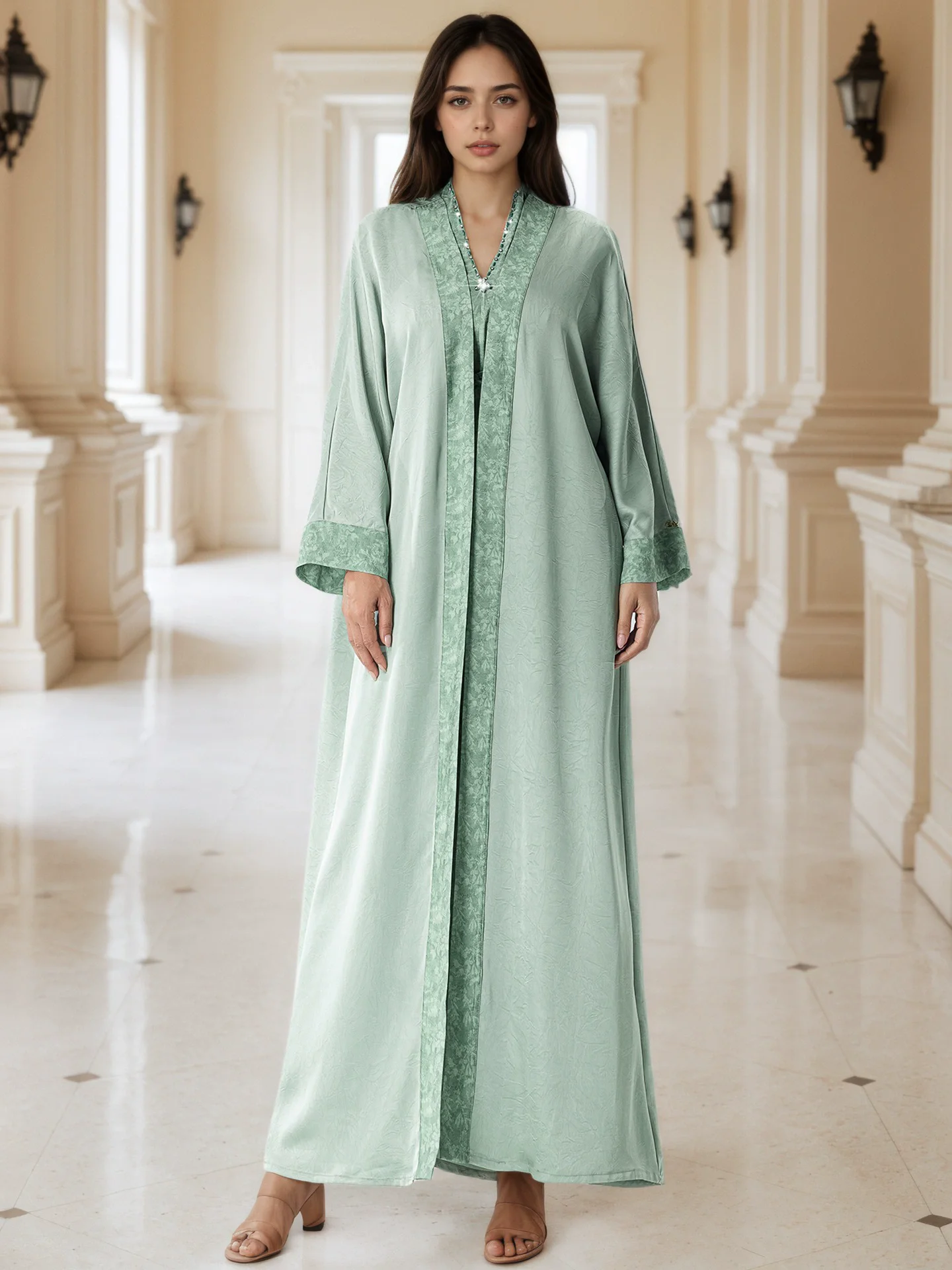 

Eid Dress for Women Abaya Cardigan 2 Piece Set Party Long Dresses Muslim Caftan Robe Jalabiya Ramadan Kaftan Vestidos Largos