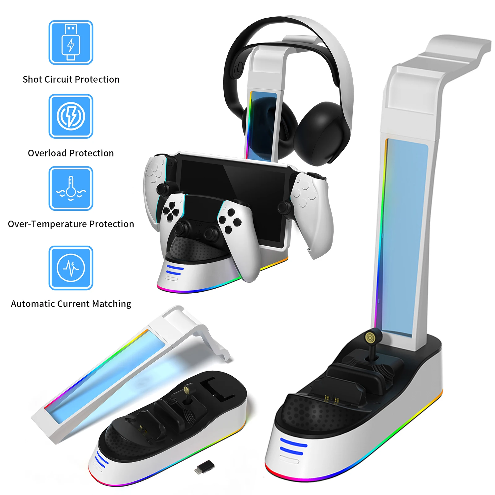 

Portable Charging Station Dock Charging Indicator for PS5 Controller Charging Station for Sony Playstation Portal Game Console