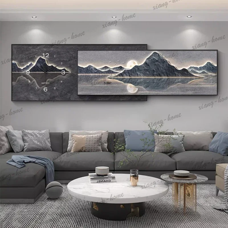 LJY Home Poster Pictures Watch Decor Items Large Background Superimposed Mural Clock Wall Decoration Posters Decorative Painting