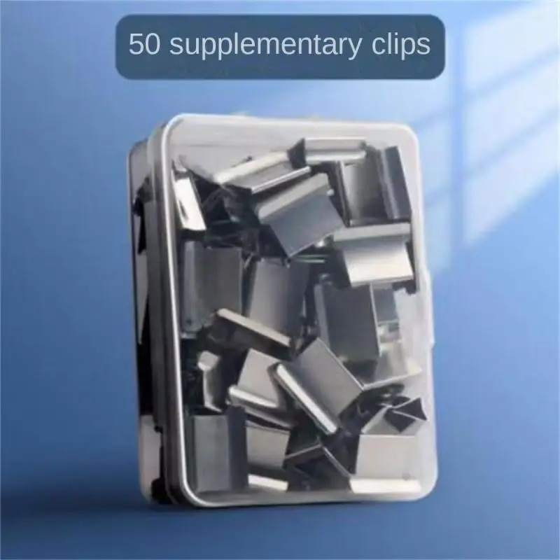 Hand Clamp Stapler Transparent Pusher Supplement Clamping Portable Clip Stapler Paper Pusher Set Fast Clam Clip Dispenser