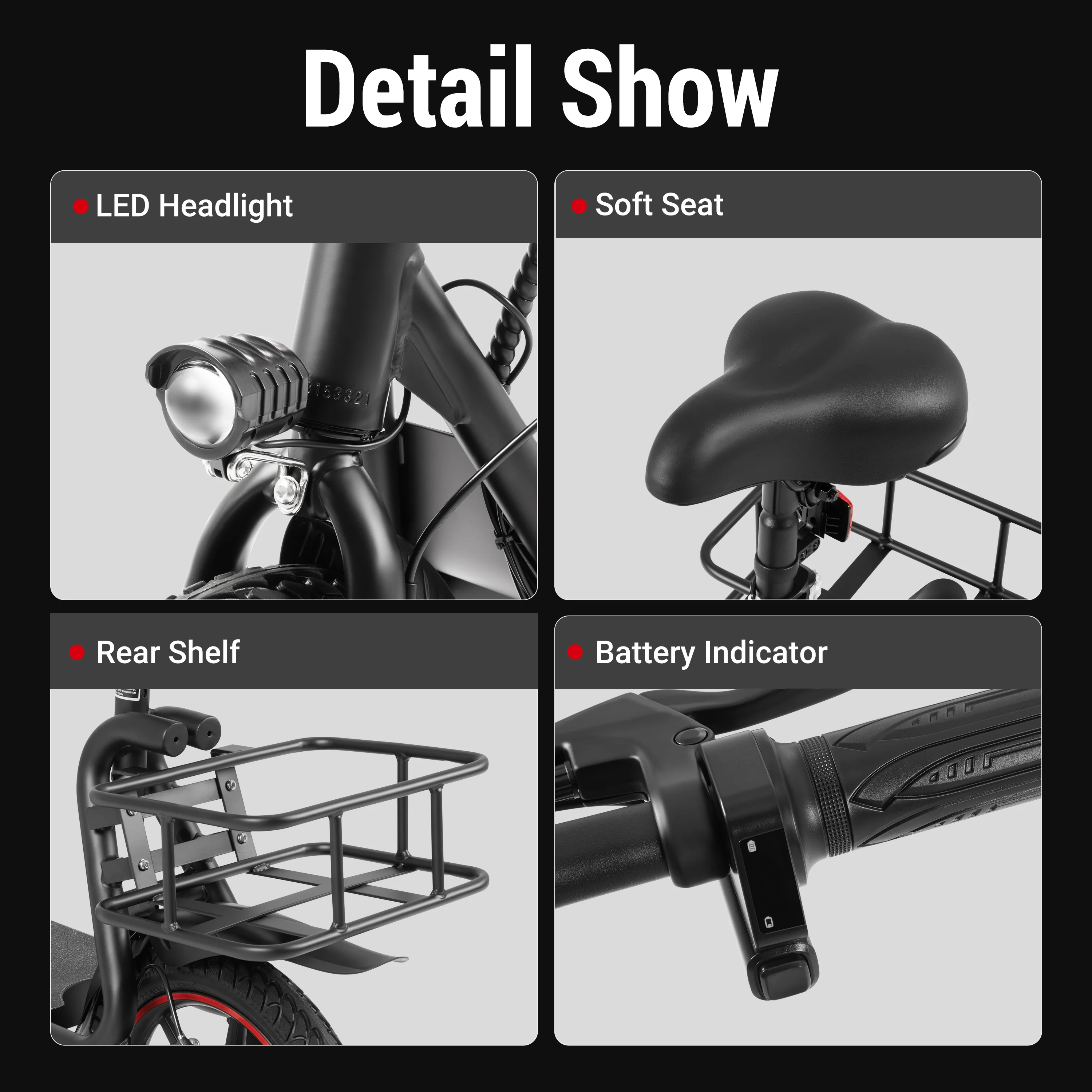 سكوتر كهربائي C4 Peak بقدرة 500 وات مع مقعد وسلة، نطاقات 15.5 ميل وسرعة 15.5 ميلا في الساعة أقصى سرعة، سكوتر كهربائي، UL2272 ضمان لمدة سنة واحدة #3