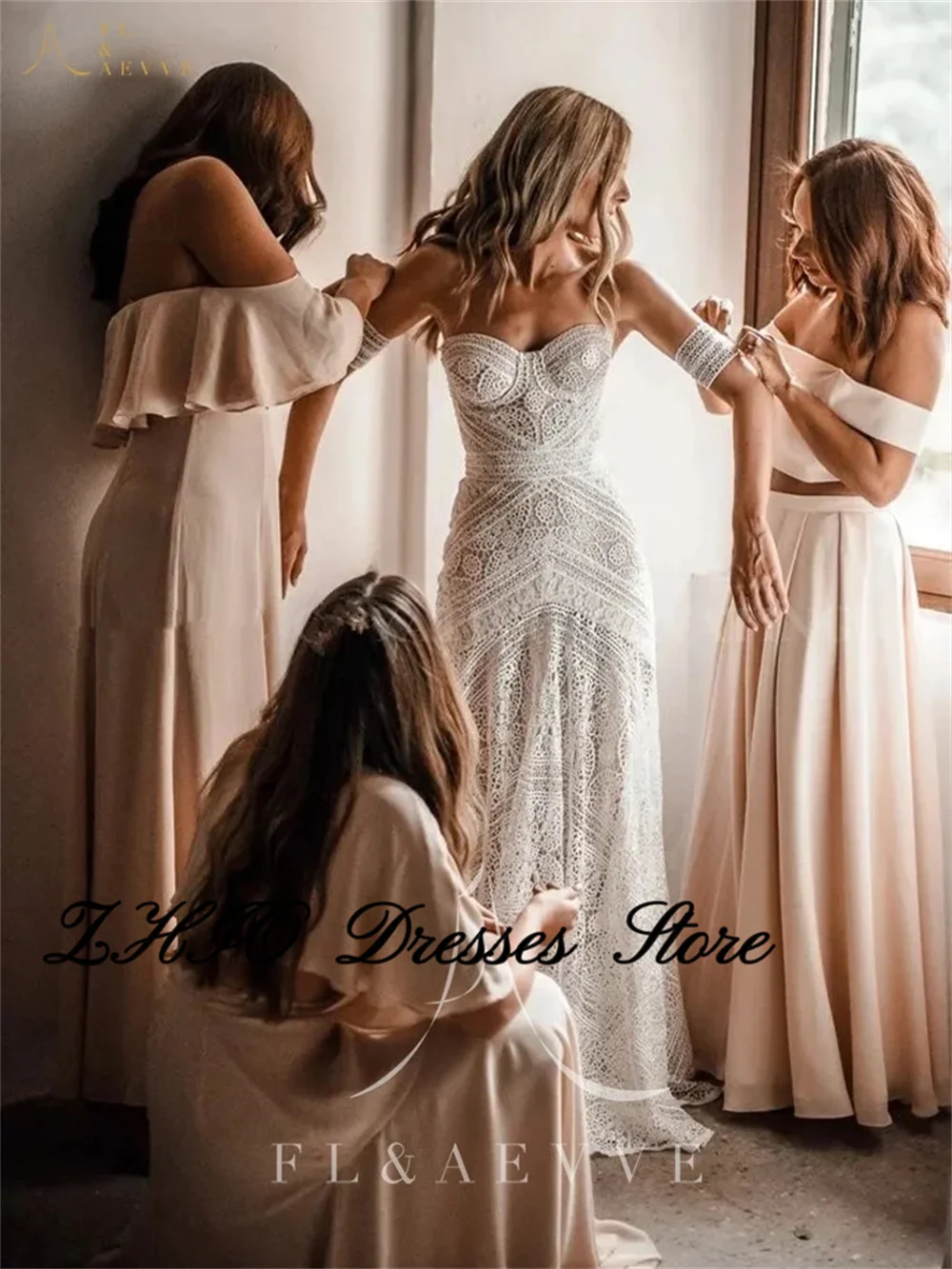 ZHIO Exquisite Customized Lace Mermaid Wedding Dress With Removable Sleeve Sweetheart Bridal Gown Vestido De Noiva Formal Dress