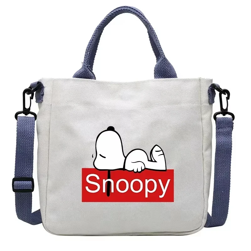 Bolso de mano de lona con estampado bonito de dibujos animados de Snoopy, bolso de gran capacidad con un hombro, bolso cruzado para chica, bolso de transporte para estudiante, regalo